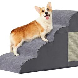 Dog Stairs for Small Dogs, 4-Step Dog Ramp for Bed 19.7" H, Dogs Steps for Bed, Couch, Pet Stairs with Non-Slip Bottom Design, Cat Scratching, High De
