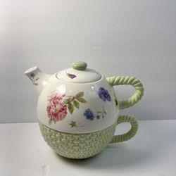 Hallmark Nature's Sketchbook "Tea for One" stacking teapot and cup set,