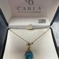Carla "Floating Turquoise" Women's Necklace 14kt Yellow Gold