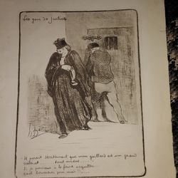 HONORE DAUMIER "Les Gens De Justice" Antique Etching French Artist 1(contact info removed)