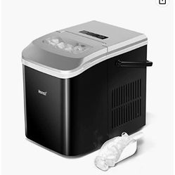 Ice Makers Countertop, 9 Cubes Ready in 8 Mins, 26.5lbs in 24Hrs, Self-Cleaning Portable Ice Machine with Ice Scoop and Basket, 2 Sizes of Bullet Ice 