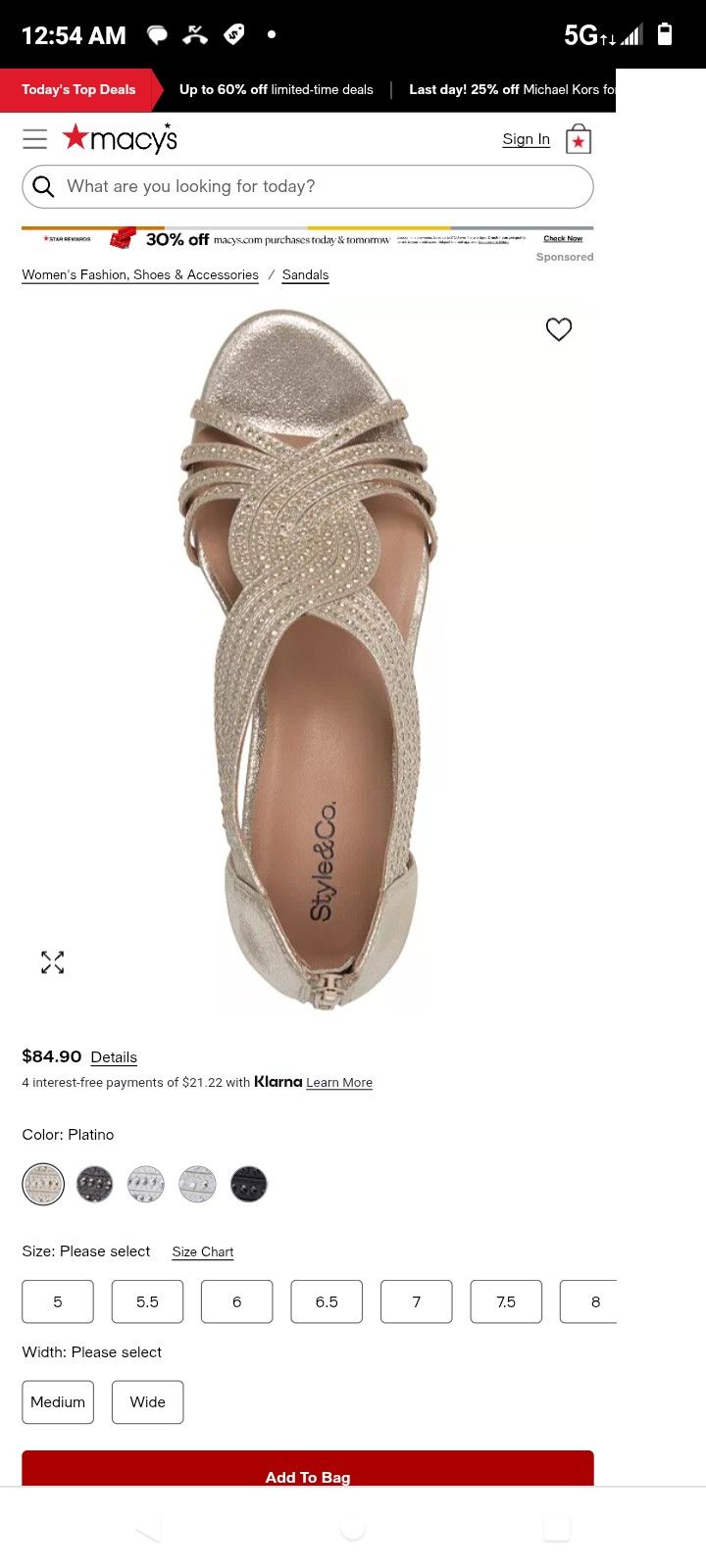 Stylish Sandal, New, 1-1/2" wedge heel