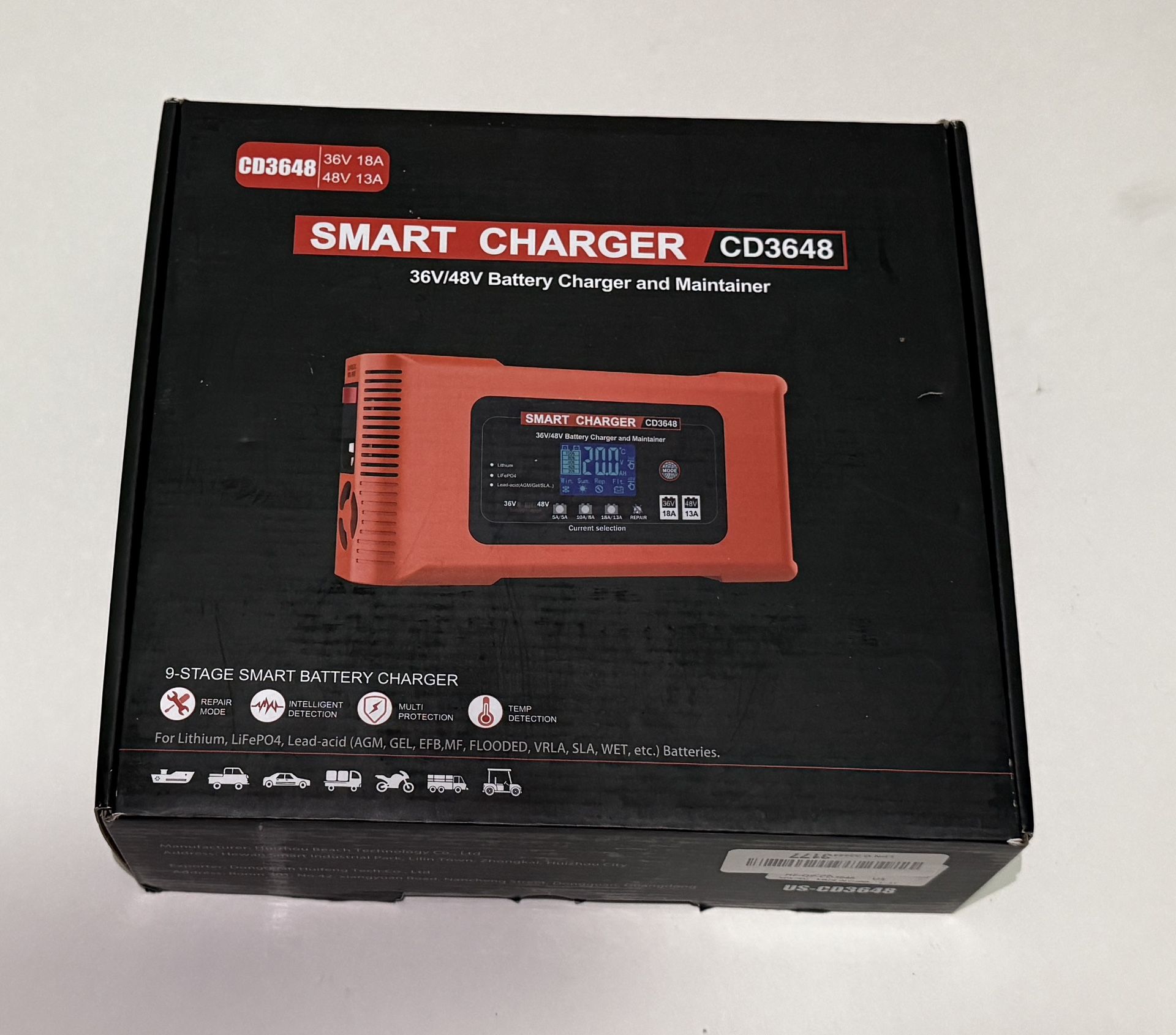 New Smart charger Golf Cart Battery Charger for Club Car 3-Pin Round Plug
