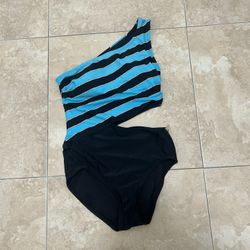 Michael Kors turquoise blue striped one-piece 