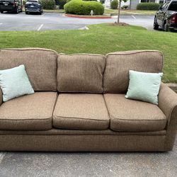 Light brown fabric sofa couch (delivery available)