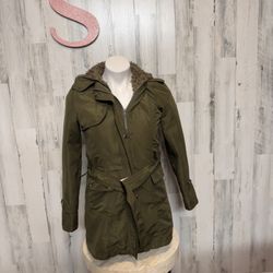 JYY Faux Fur Jacket Removable Raincoat Green Size S