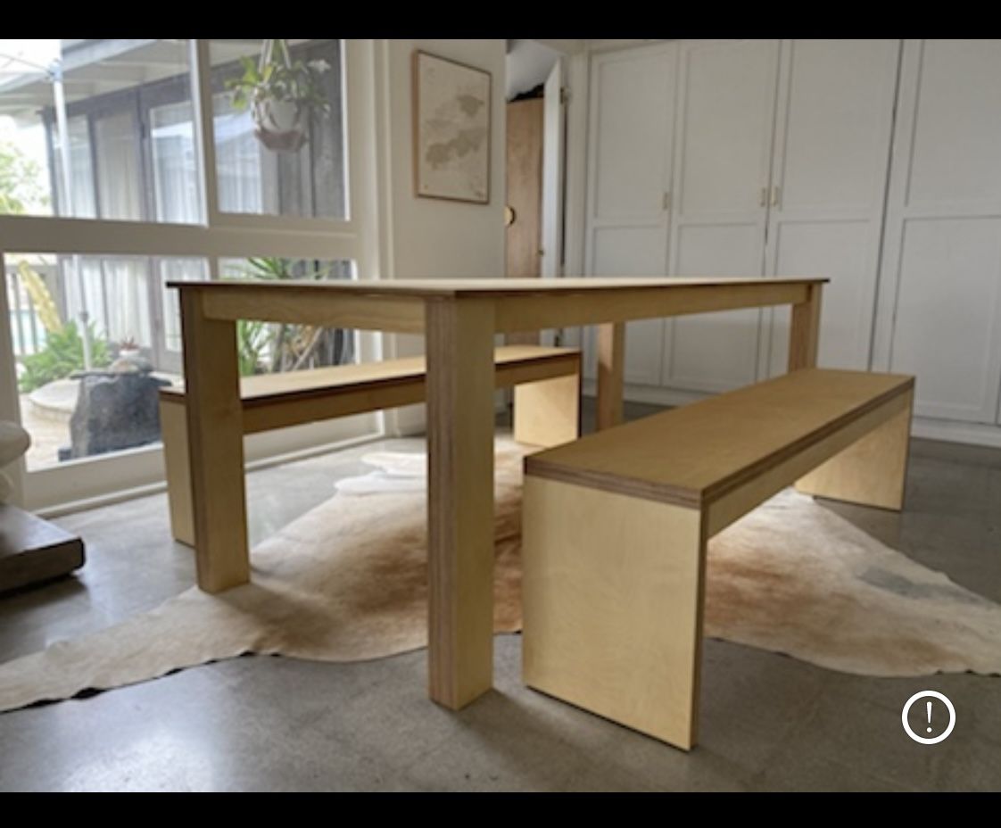 Dining Table or Dining Set Baltic Birch Plywood Solid Wood With Benches FREE DELIVERY