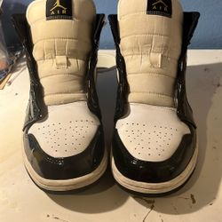 jordan 1 mid black white gold size 11