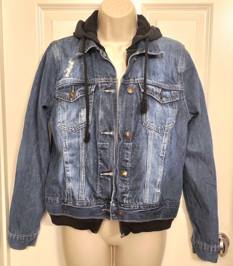 Forever 21 Hooded Denim Jacket - Size M