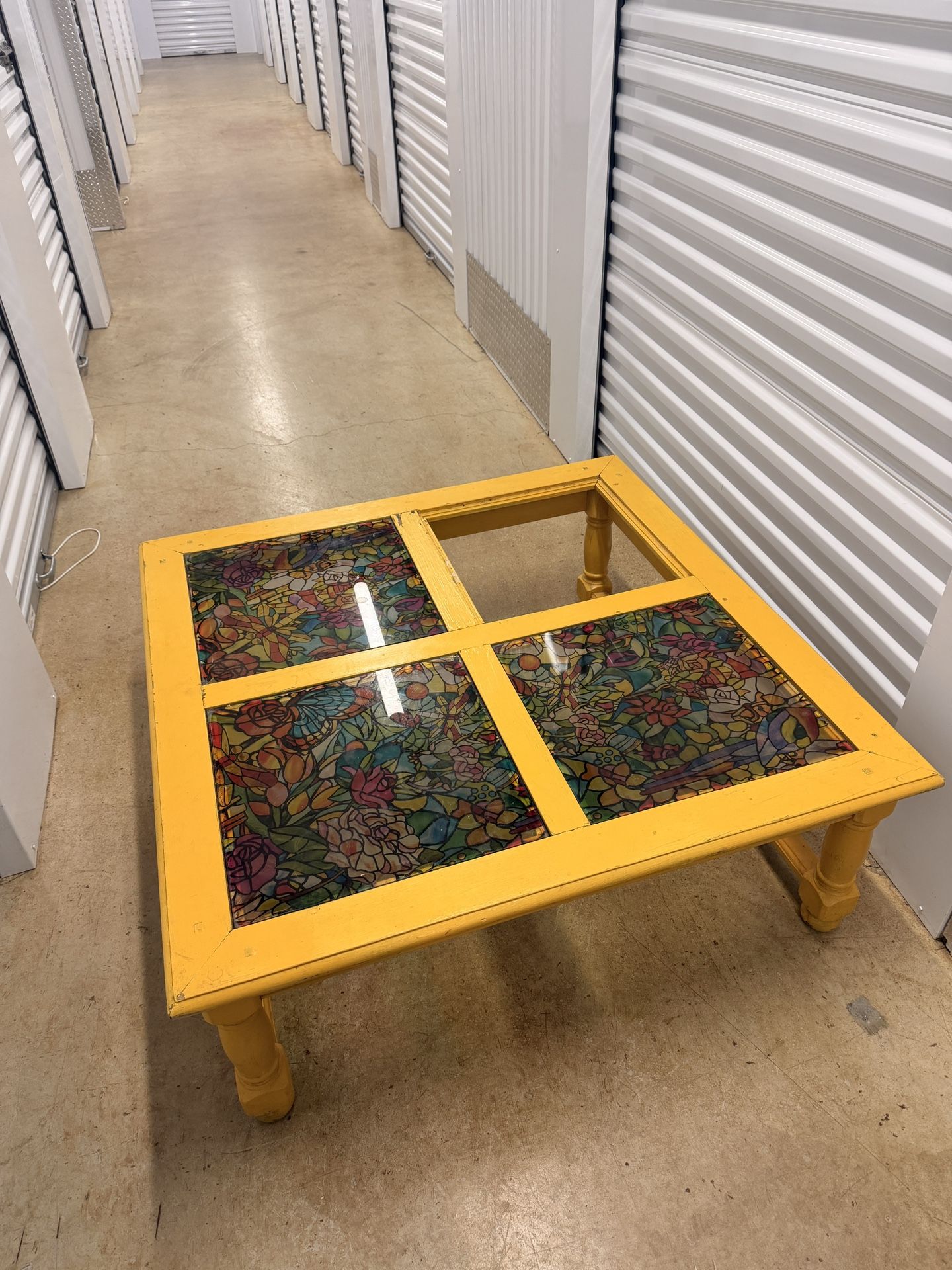 Wood Coffee Table w/ Glass