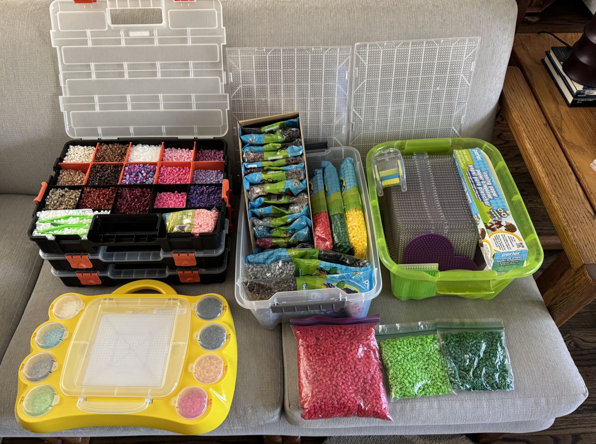 Huge Lot of Organized Perler Beads and Plates!