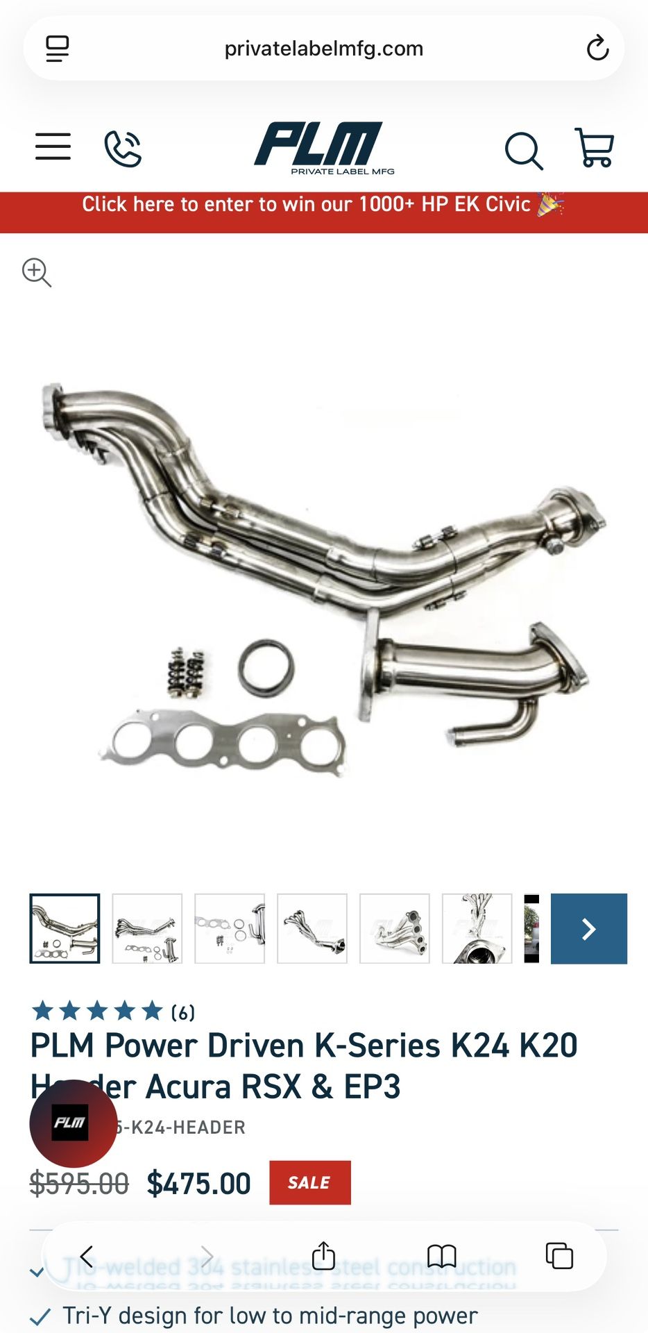 PLM Power Driven K-Series K24 K20 Header Acura RSX & EP3