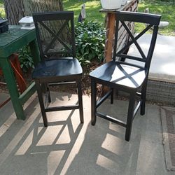 Set Of Black Snack Bar Stools 