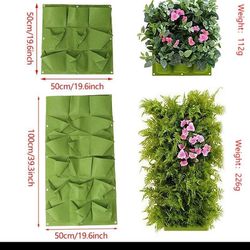18 Pockets Felt Vertical Wall Graden Planters Hanging Planting Pockets for Vegetables Flowers Plants Grow Bags Herb Growing Container Indoor Outdoor Y