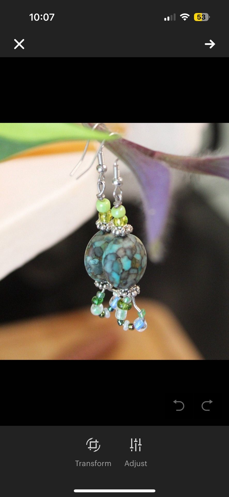 Handmade Green/Blue Stone Dangle Earrings