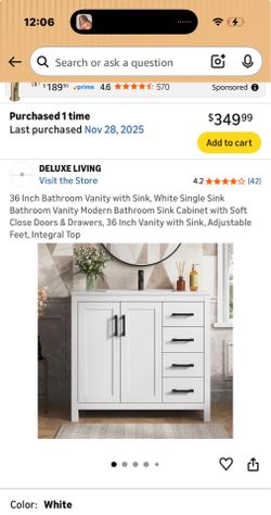 36” Bath cabinet vanity with sink and Faucet incl