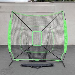 (NEW) $55 Baseball & Softball Practice Hitting & Pitching 7x7’ Net with Bow Frame, Carry Bag