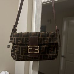 Fendi Brown Zucca Canvas Baguette Purse