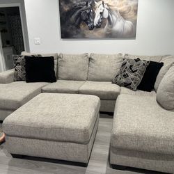 Megginson Storm Sectional Sofa with  Storage Ottoman 