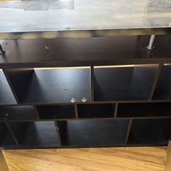 Modern Black Desk with 12 Storage Cubbies