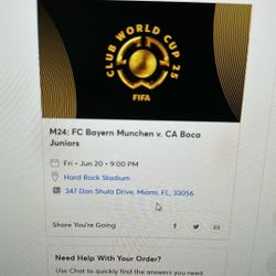 Bayern Munchen Vs Boca Juniors 2 Tickets