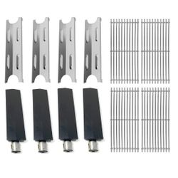 Shengyongh SSBG179A (4-Pack) 304 Stainless Steel Cooking Grid Grates and Heat Plates and Cast Iron Burner Replacement Parts Kit for Master Forge BG179