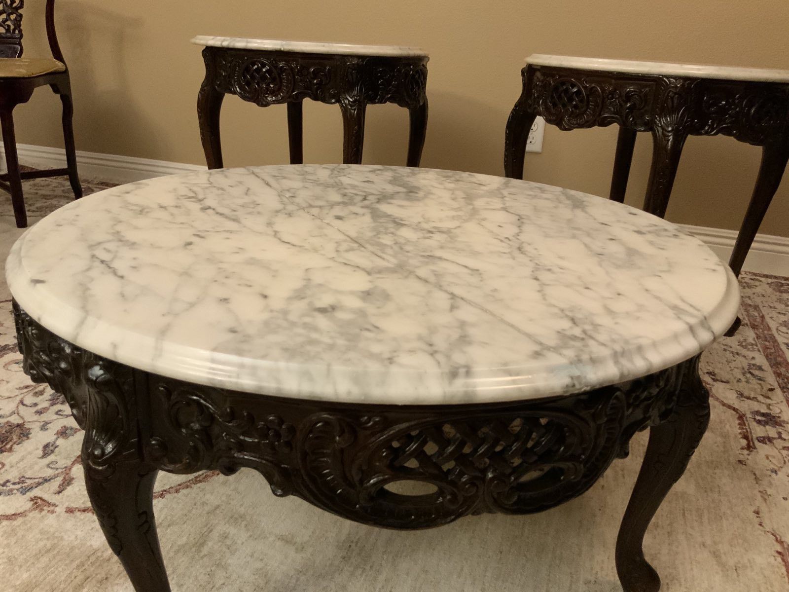 Italian Carved Marble Table Set