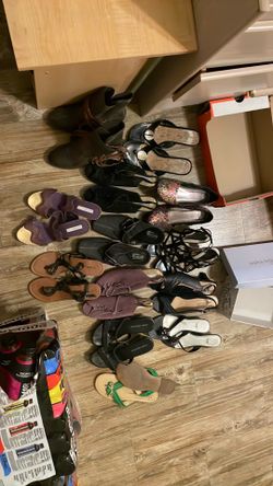 13 pairs of women’s heels and sandals size 8/8.5