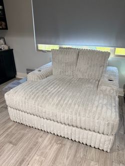 Double Chaise sofa light blue
