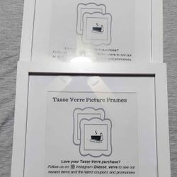 NEW! 2 White Wood Picture Frames w/glass, 12.5"x12.5" Tasse Verre brand