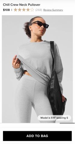Alo Yoga Chill Crew Neck Pullover XS 2-4 Athletic Heather Grey