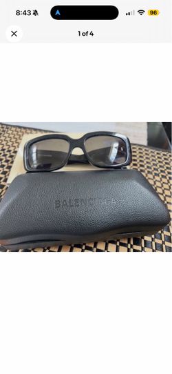 Used Balenciaga BB0260S 001 Black Rectangular Women's Sunglasses Tinted Made in Italy