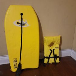 Hawaiian Style Tiki 39 Boogie Board And Seachoice Life Vest 