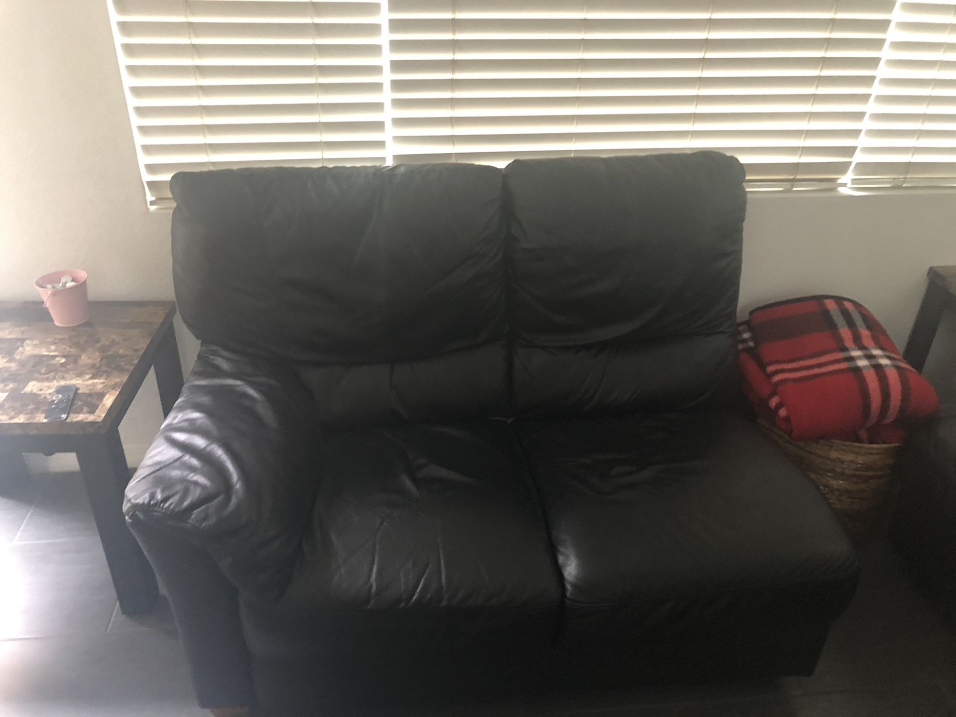 Black leather couches