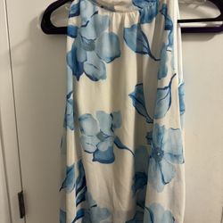 New Blue Floral Halter Blouse
