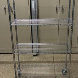 4-Tier Steel Wire Shelving Unit with Wheels
