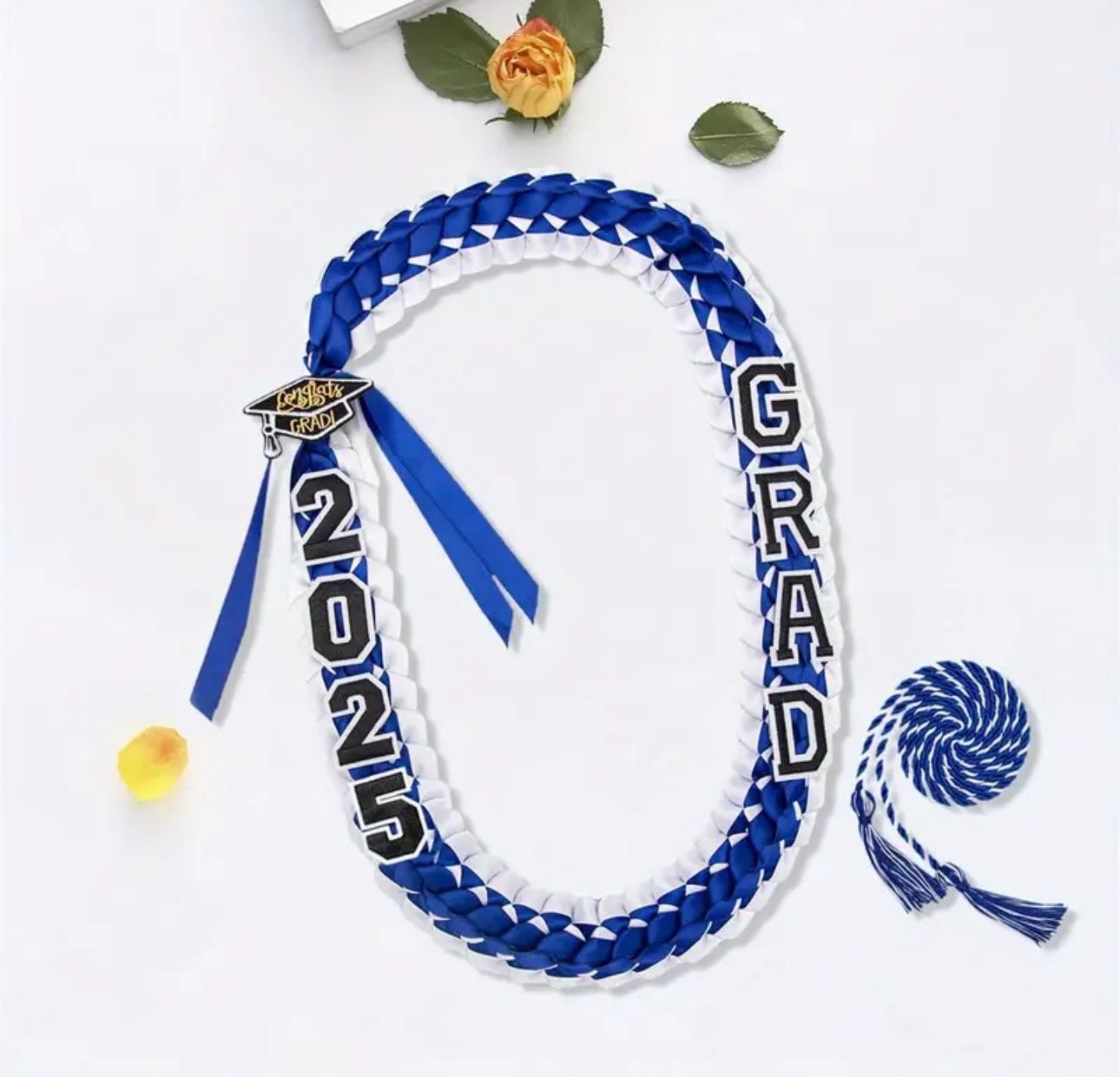 Blue Graduation Lei. Two Piece.