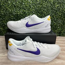 Men's Size 14 - Nike Kobe VIII 8 Protro Lakers Home White Purple HF9550-100