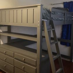 Grey Loft Bed With Ladder - Other Colors Available- SAME DAY DELIVERY - Small Space Perfect - No Credit Needed