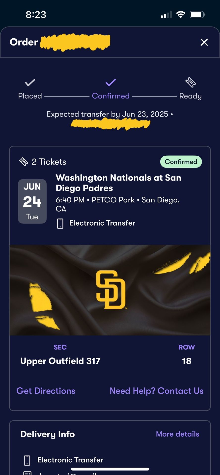 PADRES NATIONALS 2 TICKETS - JUNE 24, 2025