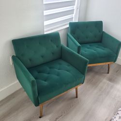 2 Chair Velvet Green Olive 