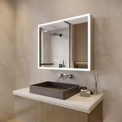 36 in. W x 30 in. H Rectangular Frameless Medicine Cabinets with Mirror LED with 2-Doors