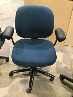 Herman Miller Ergon Blue/Black Office Swivel Arm Chairs (2 Chairs)