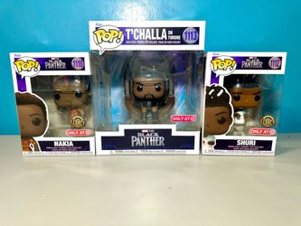 Funko Pop! Black Panther: Shuri, T’Challa on Throne, & Nakia 3pk Bundle