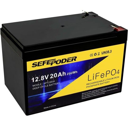 12V 20Ah Lithium LiFePO4 Deep Cycle Battery, 4000 Cycles Rechargeable Battery for Electric Scooter, Ride On Toy, Lighting, Power Wheel, Fish Finder