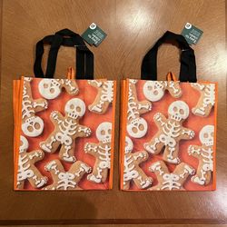 2 Brand new Halloween skeleton reusable bags