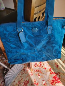 Coach Signature Nylon Tote Bag Blue