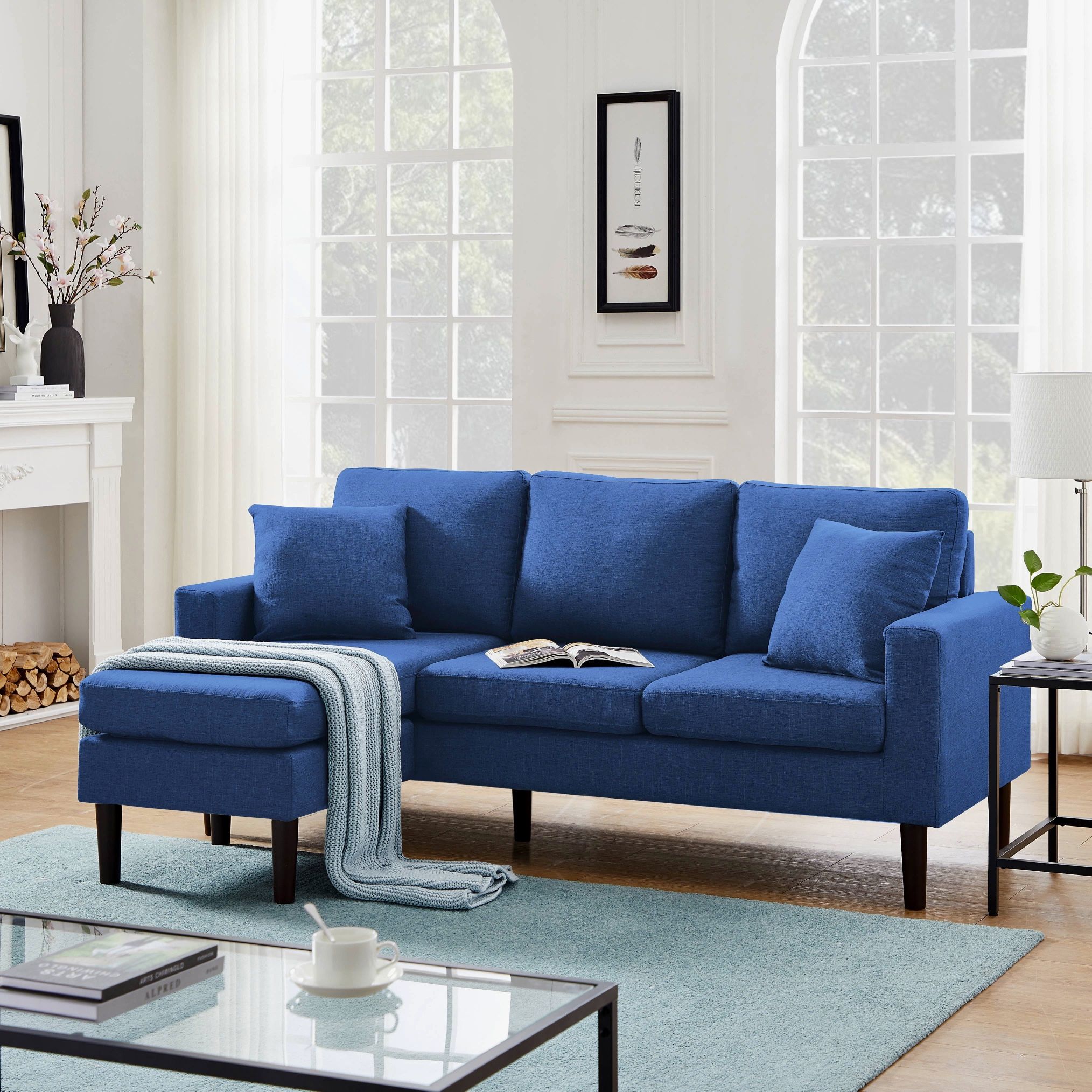 Navy Blue Sectional Couch - Sofa Seccional Azul Marino