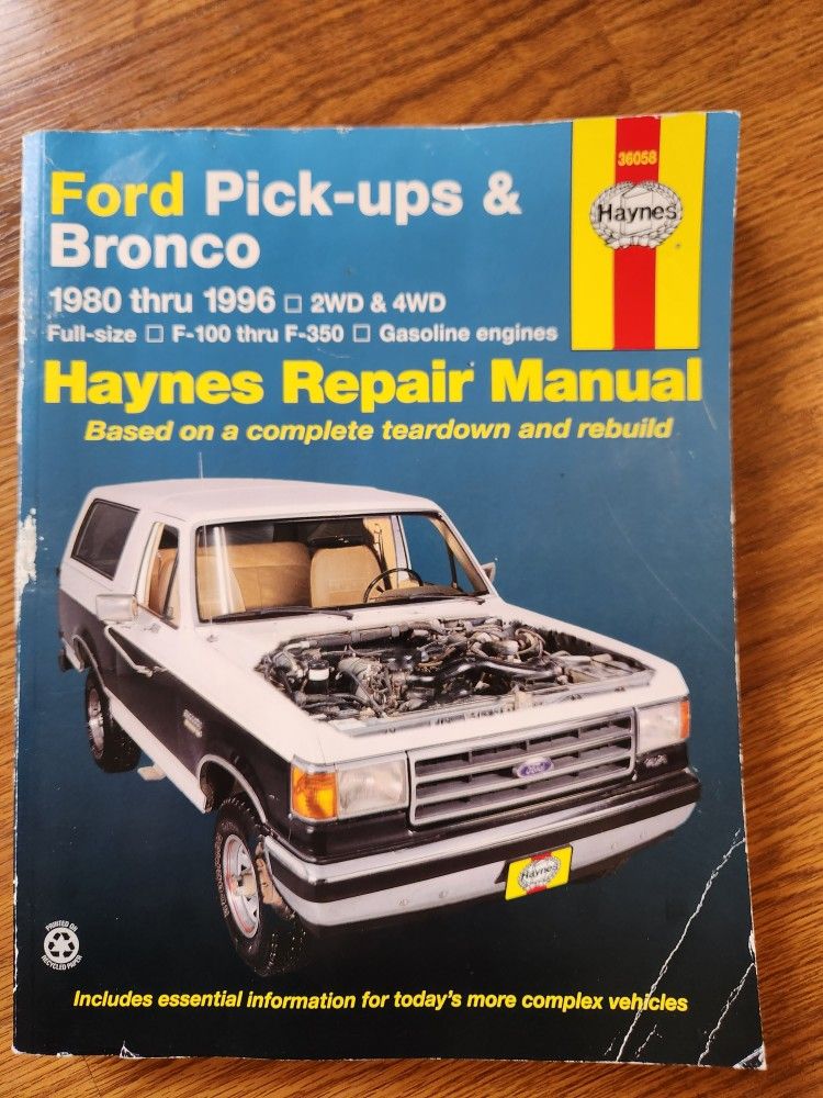 Ford Repair Manual Bronco Pickups Haynes 1980 To 1996