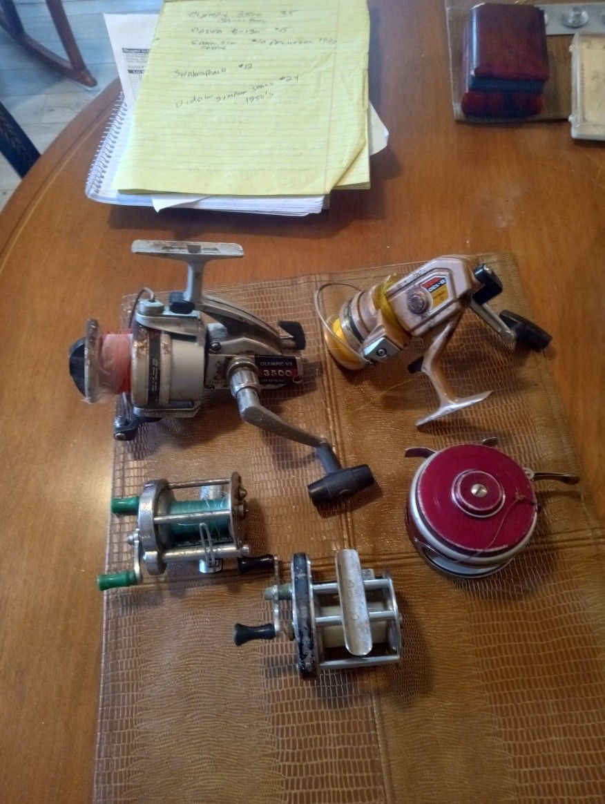 Five Vintage And Good Quality Spinning Reels